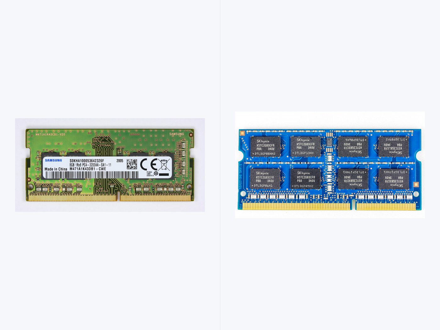 Samsung と SK hynix のメモリモジュール
